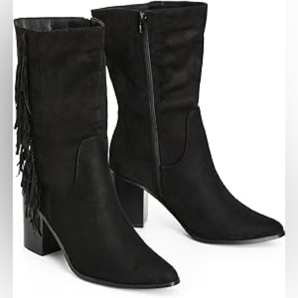 City Chic Women's Wide Fit Tassel Mid Boot Knee High size 41/US 9.5